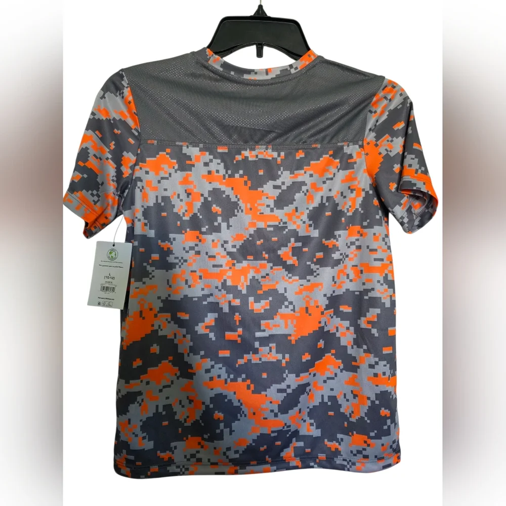 Athletic Works Boys Kids Active T-shirt Driworks Orange Camo Size Large 10-12